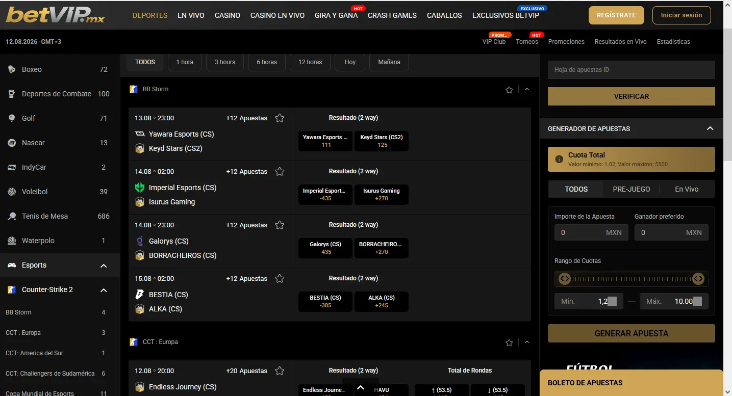 Mercados de CS2 en BetVIP para BLAST Premier e IEM