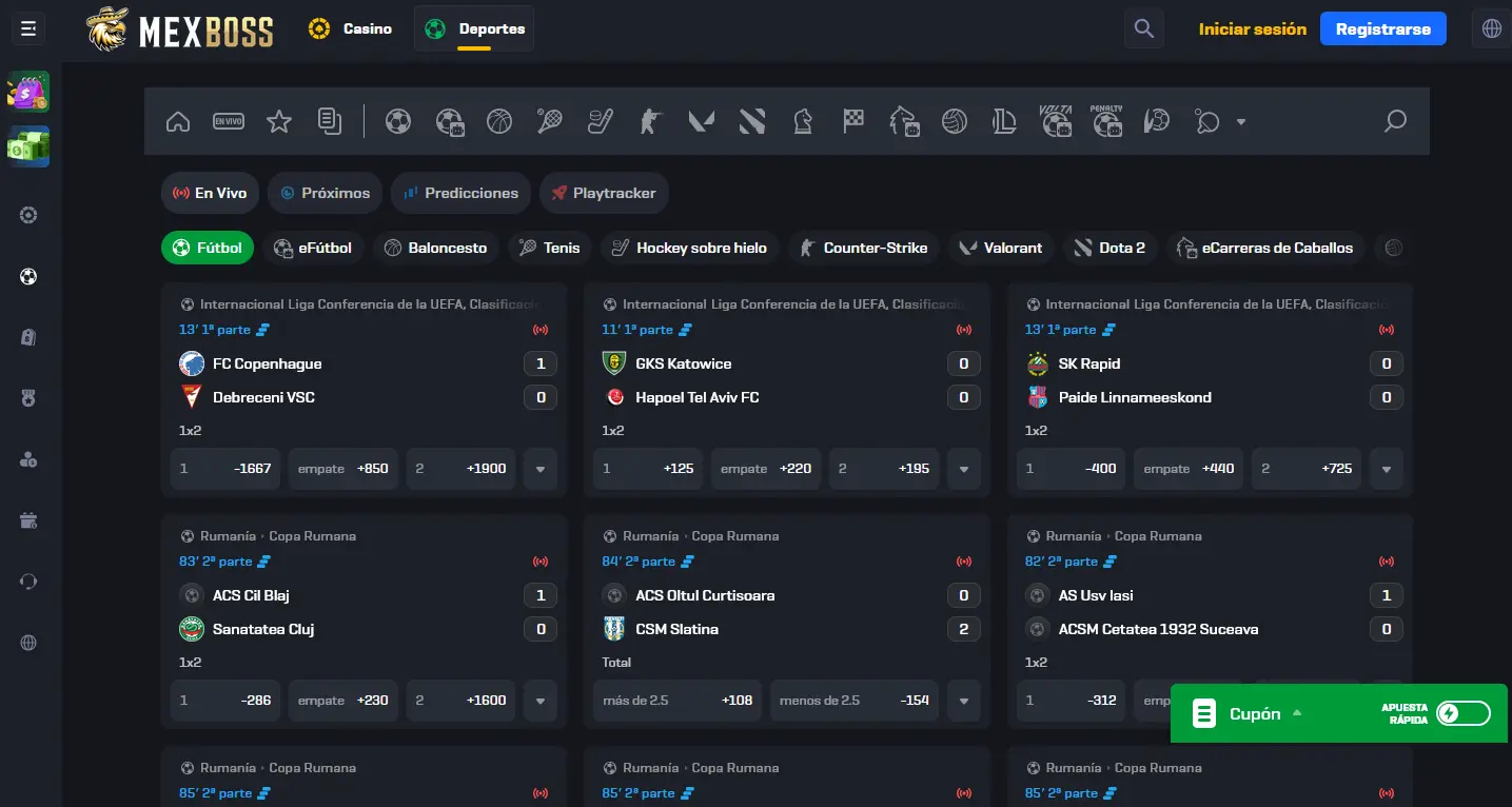 Sección de esports de MexBoss con CS2, Dota 2, LoL y Valorant